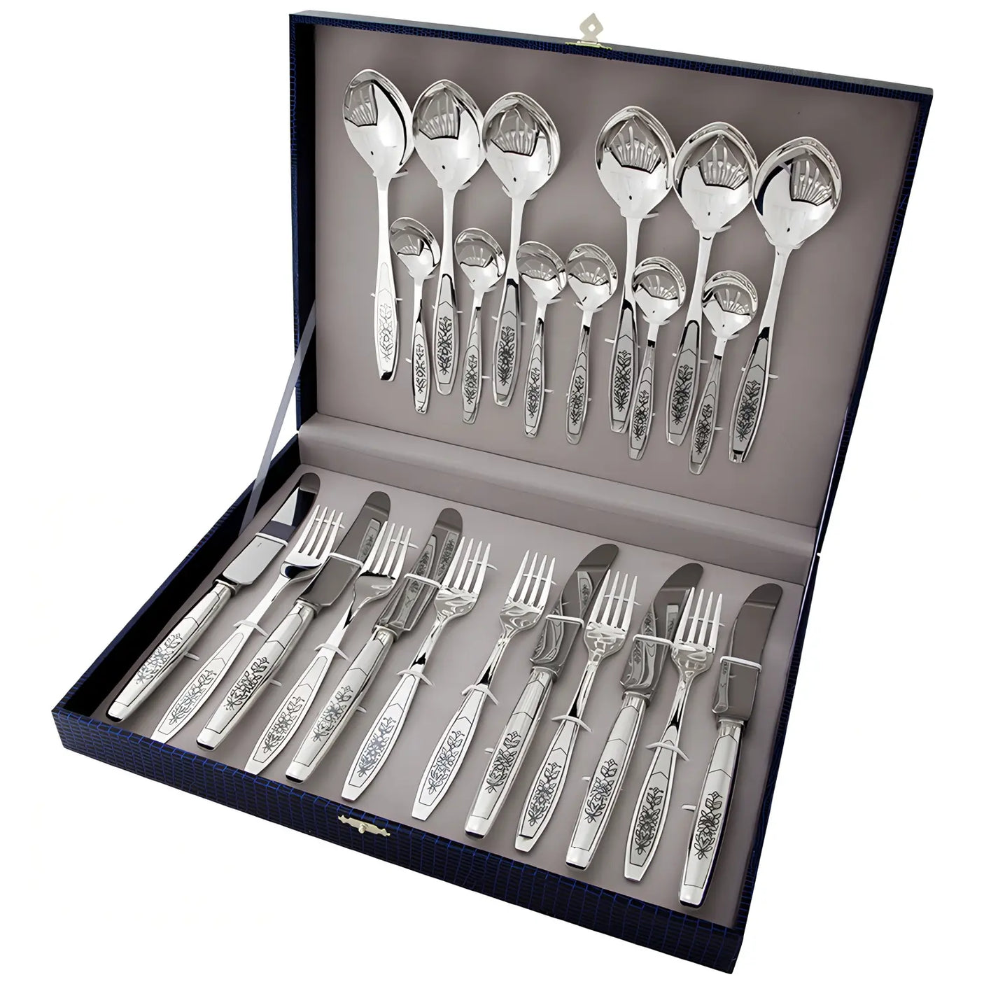 Silberbesteck Set 24 - teilig 925 Sterling Silber – Astra Black Niello