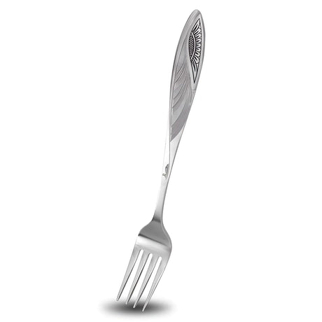 Tafelgabel aus dem Silberbesteck Set Sunflower Black aus 925 Silber mit handgraviertem Niello-Muster.