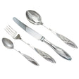 Elegantes, 4-teiliges Silberbesteck-Set im Sunflower Black Design aus 925 Sterling Silber mit Niello-Verzierung.