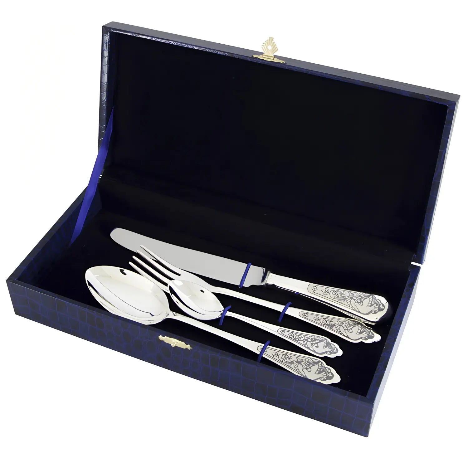 Silberbesteck Set 4 - teilig 925 Sterling Silber – Taube Niello