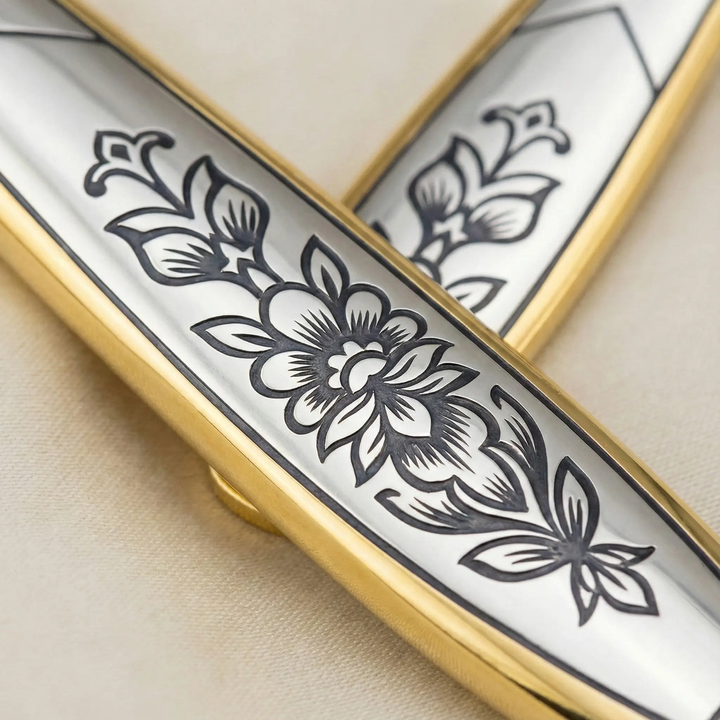 Silberbesteck Set 4 - tlg 925 Silber Niello vergoldet | Astra Classic