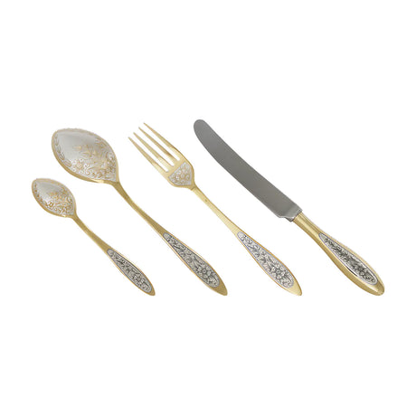 Silberbesteck Set aus 925 Silber Harmonie Gold 4 - teilig