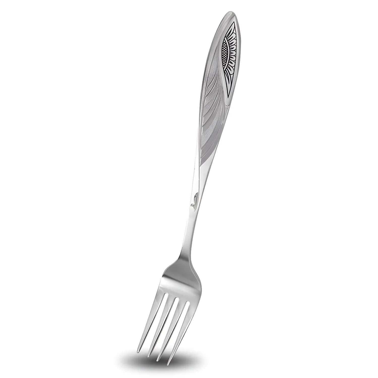 Tafelgabel aus dem Silberbesteck Set Sunflower Black aus 925 Silber mit handgraviertem Niello-Muster.