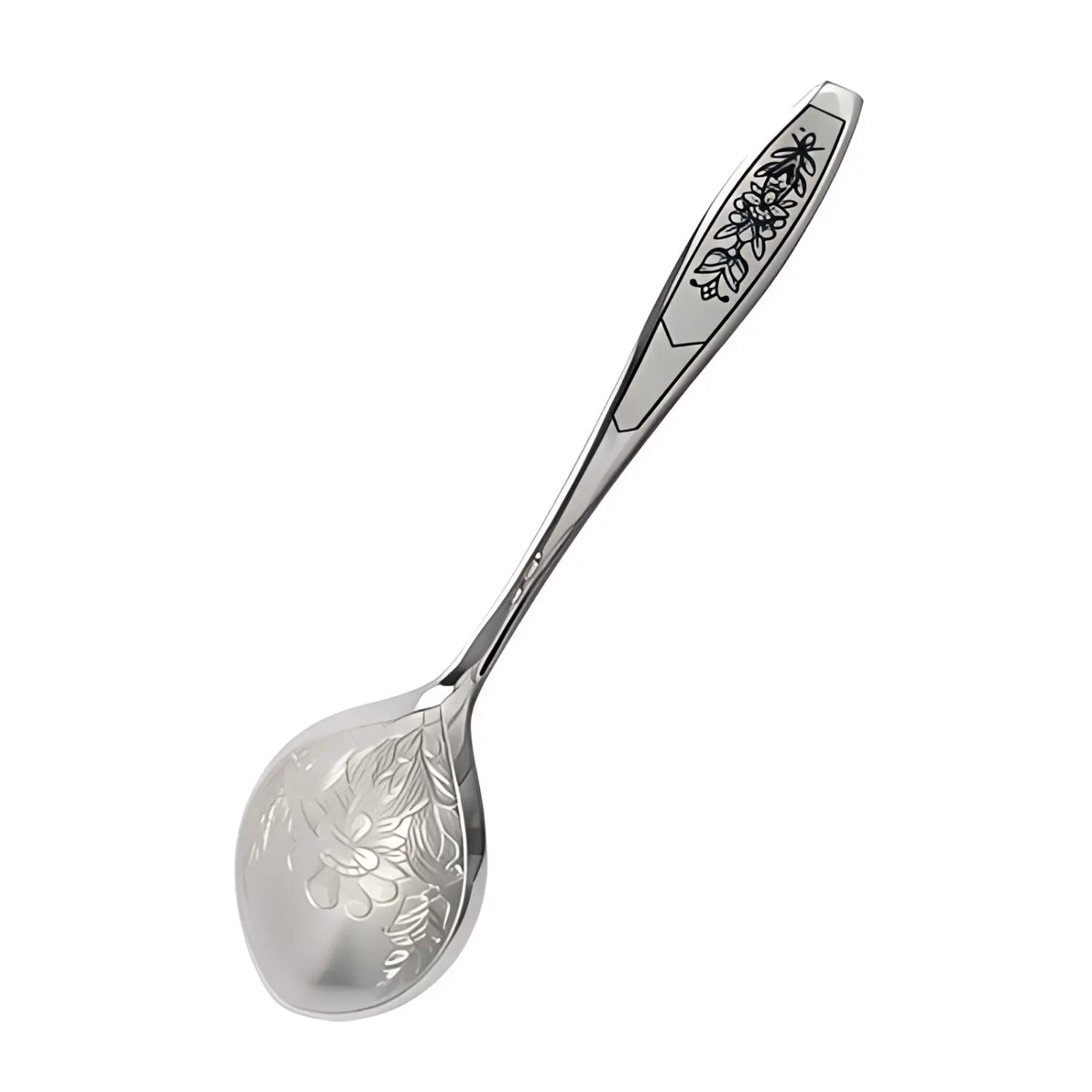 Tafellöffel aus 925 Sterling Silber mit Handgravur & Niello – Astra Black Kollektion.