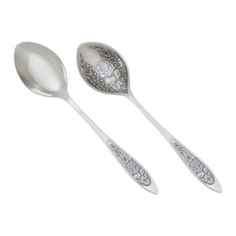 Suppenlöffel aus dem Silberbesteck Set PROVENCE aus 925 Silber mit feinem Niello-Muster.