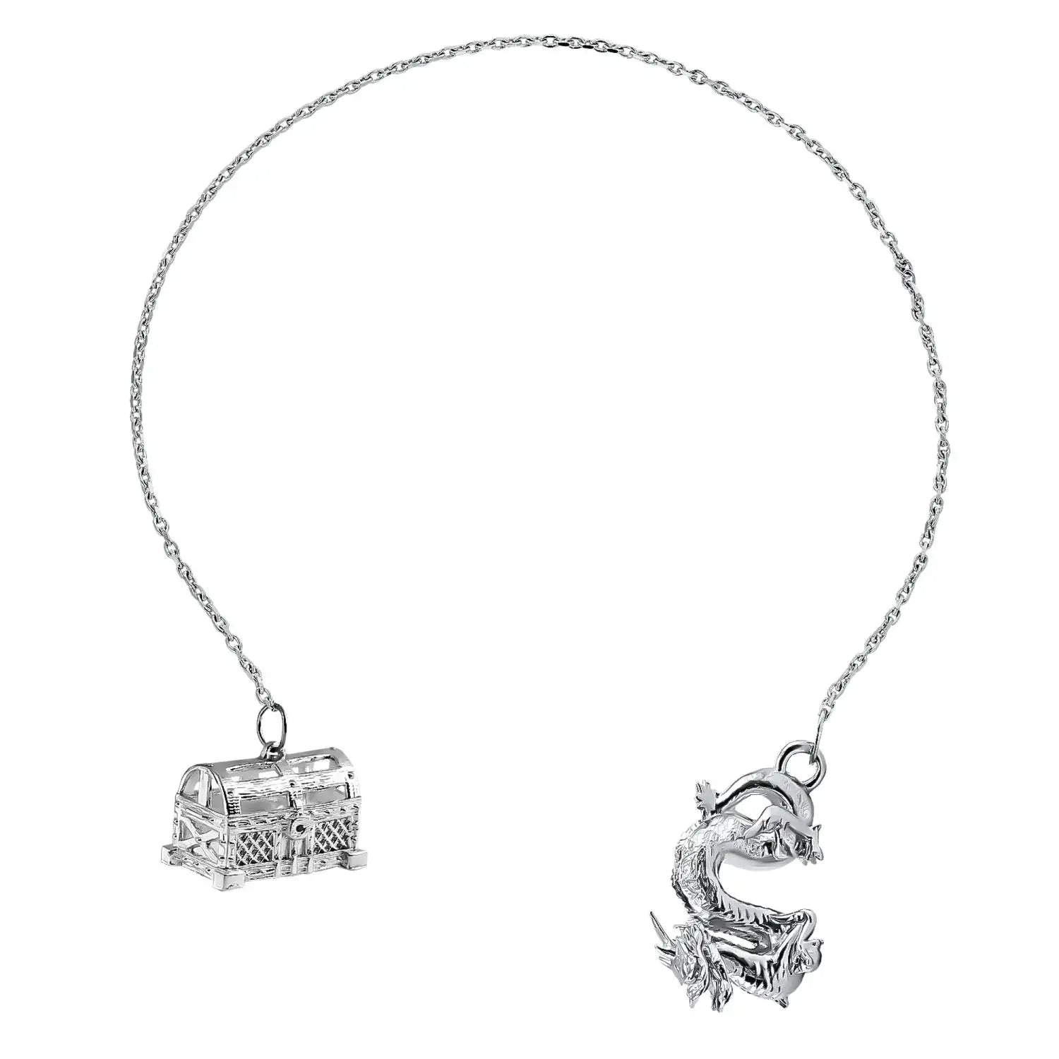 SilberKlar Wasser - Erfrischer an Kette „Drache & Schatztruhe“