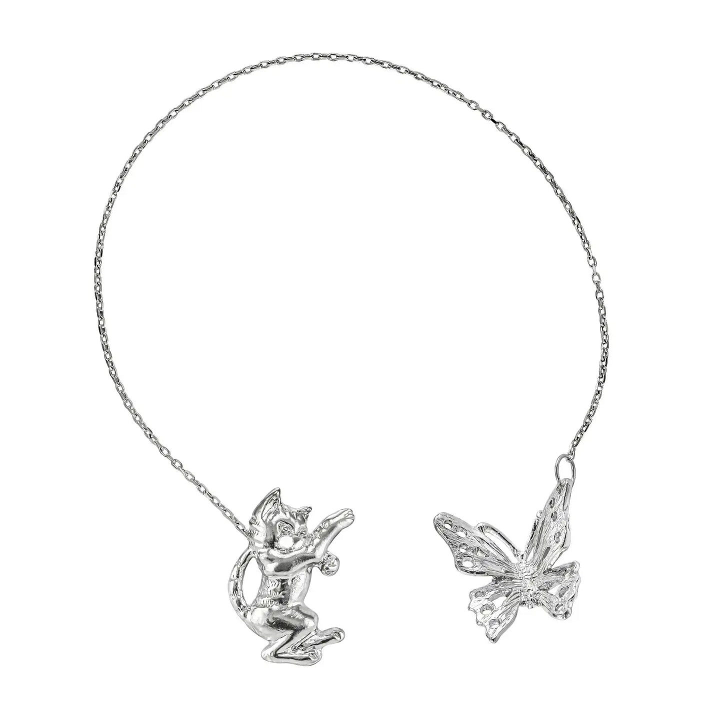 SilberKlar Wasser - Erfrischer an Kette „Katze & Schmetterling“