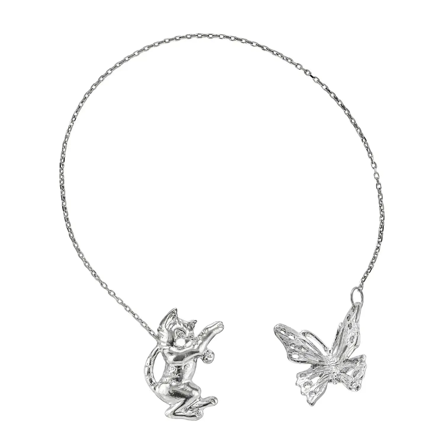 SilberKlar Wasser - Erfrischer an Kette „Katze & Schmetterling“