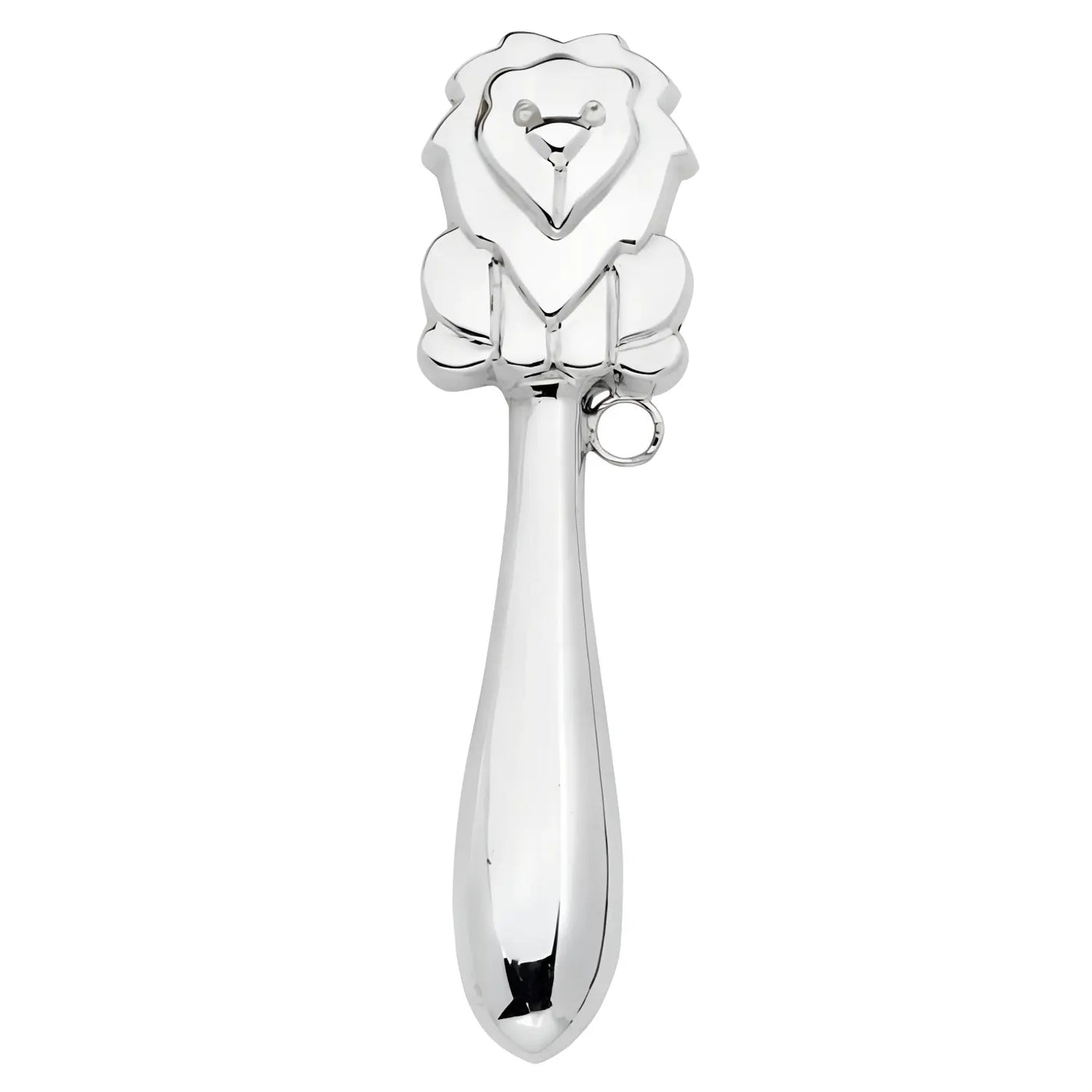 Gravierbare Babyrassel Löwe aus 925 Sterling Silber 12cm