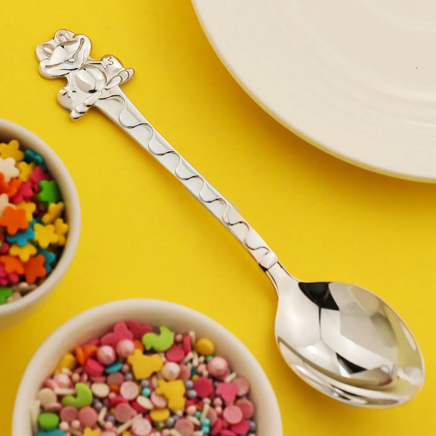 Baby Geschenkset 925 Silber Becher + Löffel mit Tiermotiv Gravur