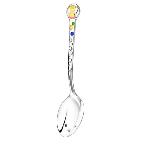 Tauf- und Babylöffel 925 Silber mit Emaille Engel-Motiv in Gold & Rosa, taktile Punkte – personalisierbares Geschenk zur Taufe.