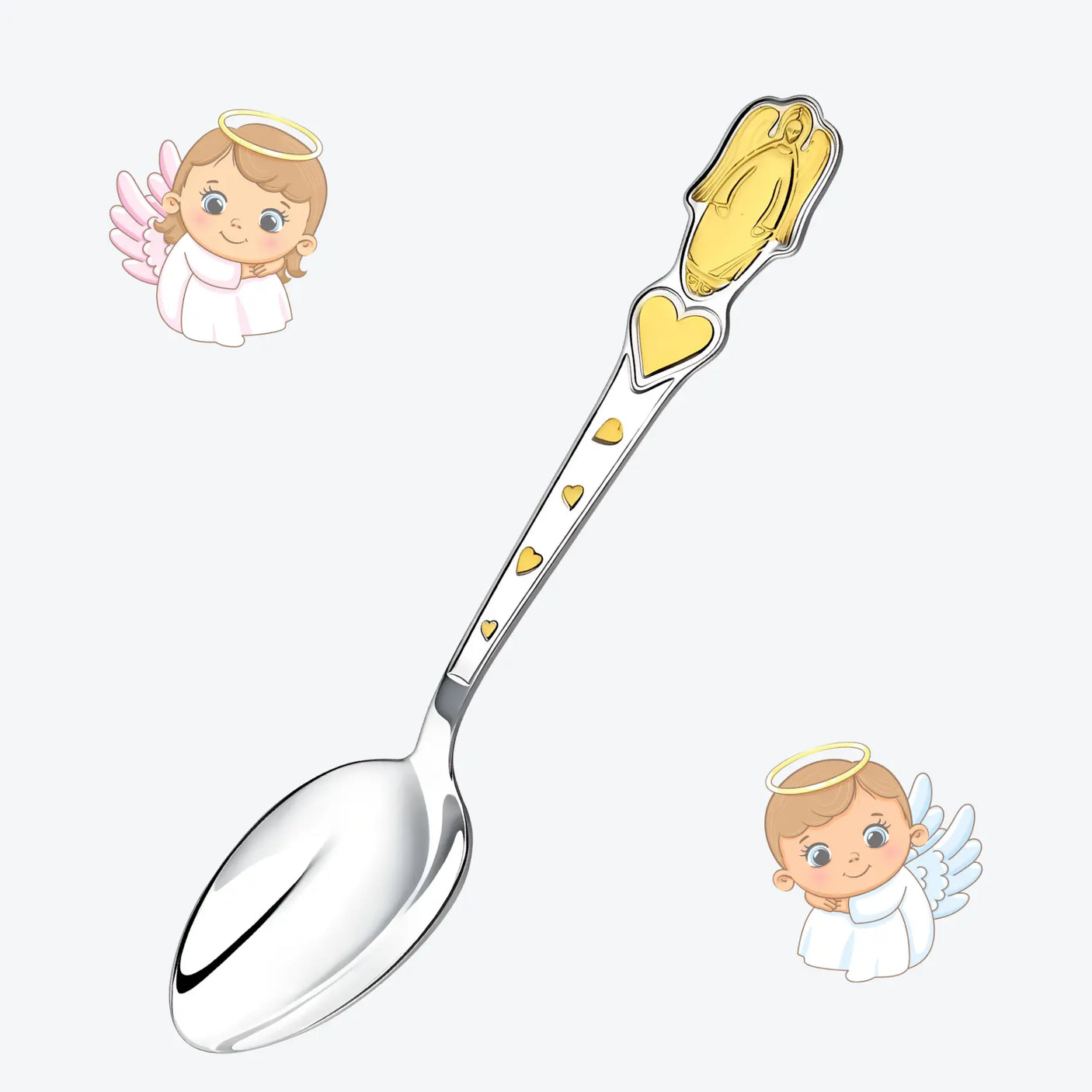 Tauflöffel 925 Silber vergoldet mit Schutzengel – Gravur möglich