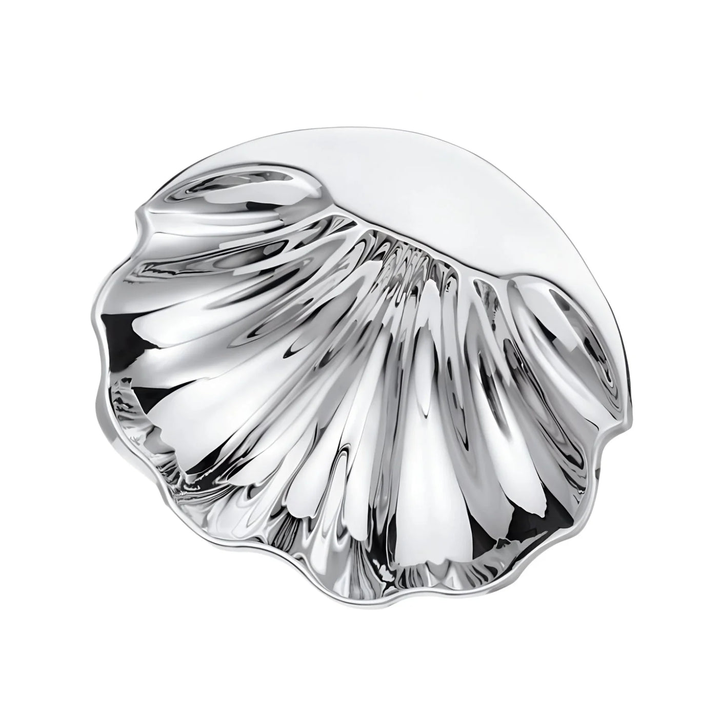 Taufschale 925 Silber Lisboa Muschelform — polierte Silberschale als Muschel mit gefächertem Relief, Geschenk zur Taufe