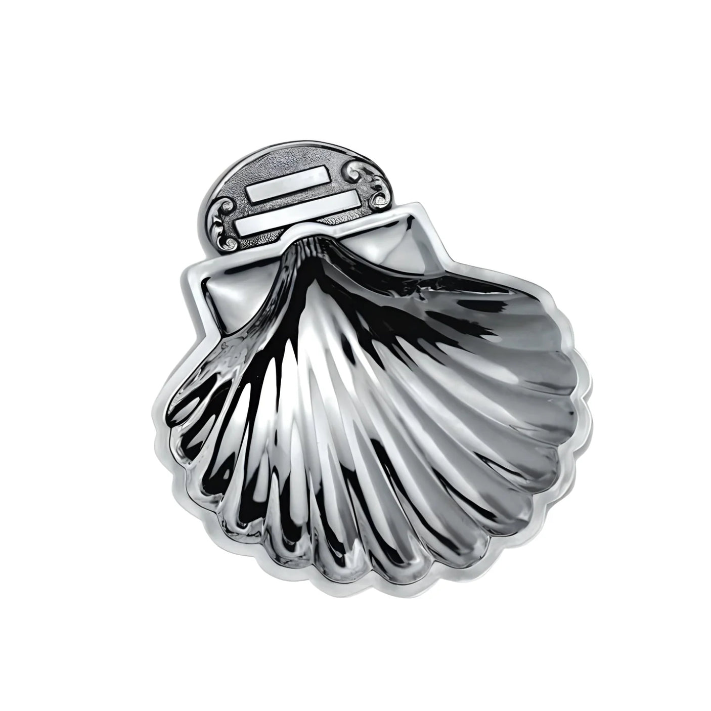 Taufschale 925 Silber in Muschelform, 10 × 11 cm, 30 g, poliert, gravierbar — gefertigt in Italien für die Taufzeremonie.