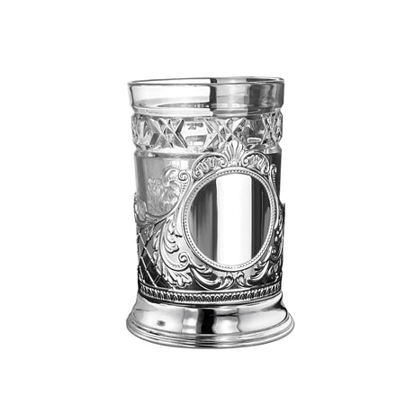 Teeglashalter „Barok“ aus 925 Silber – russischer Podstakannik mit Glas
