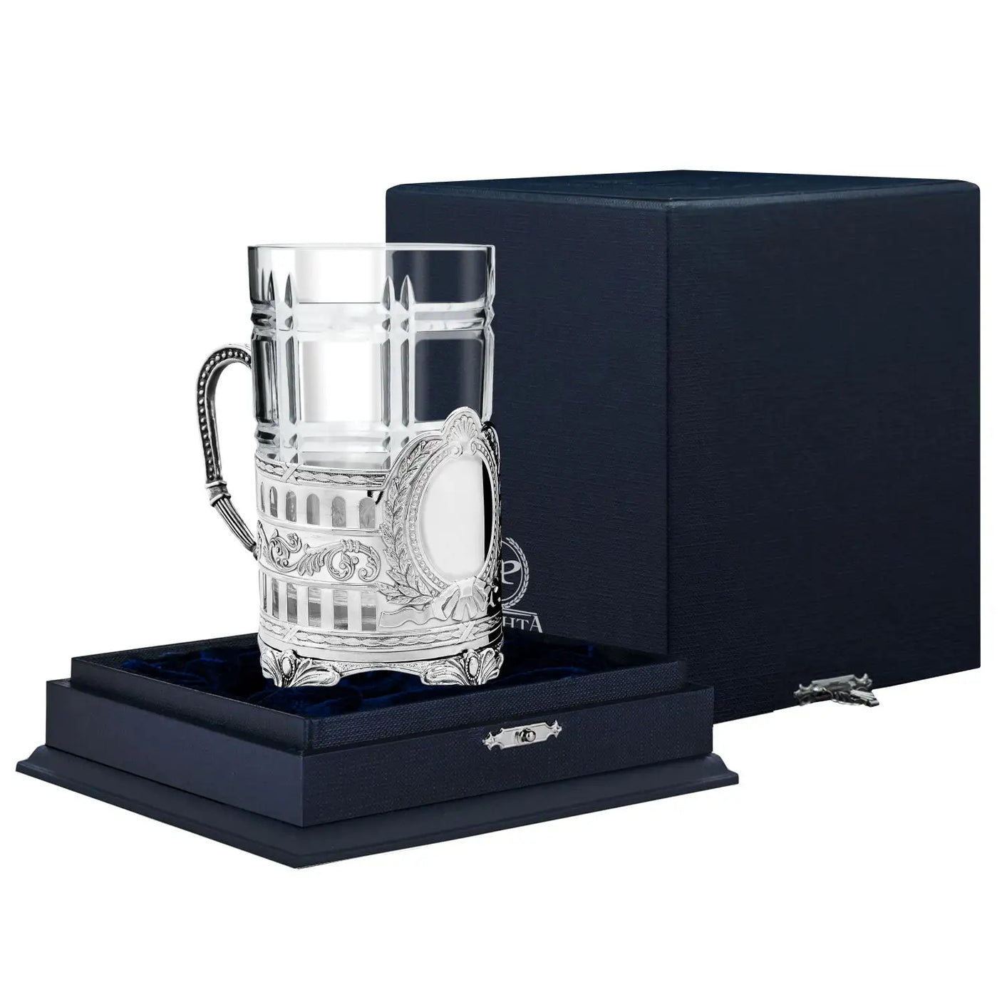 Teeglashalter „Der Meister“ aus 925 Silber mit Gravur - Option