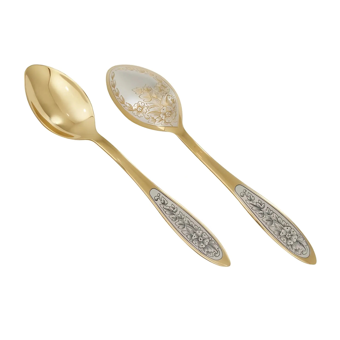 Teelöffel 925 Silber - Niello Harmonie - Vergoldung