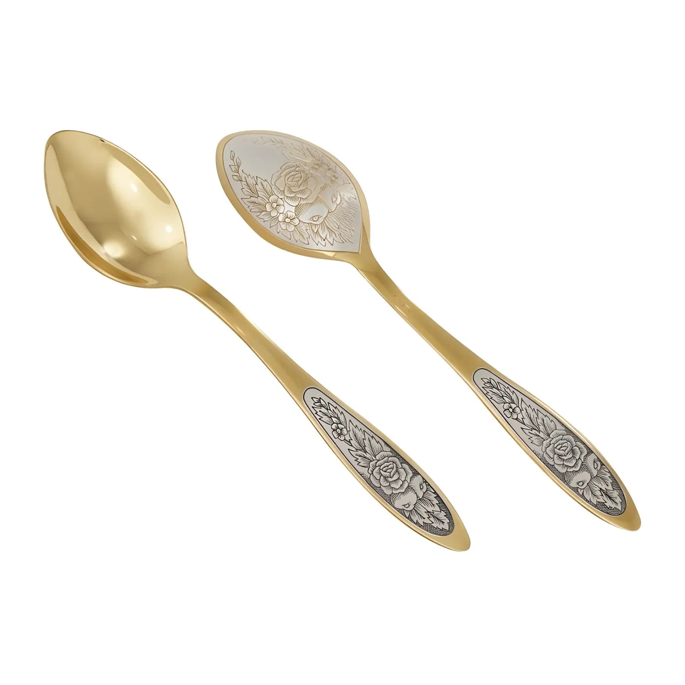 Teelöffel 925 Silber vergoldet - Provence Niello