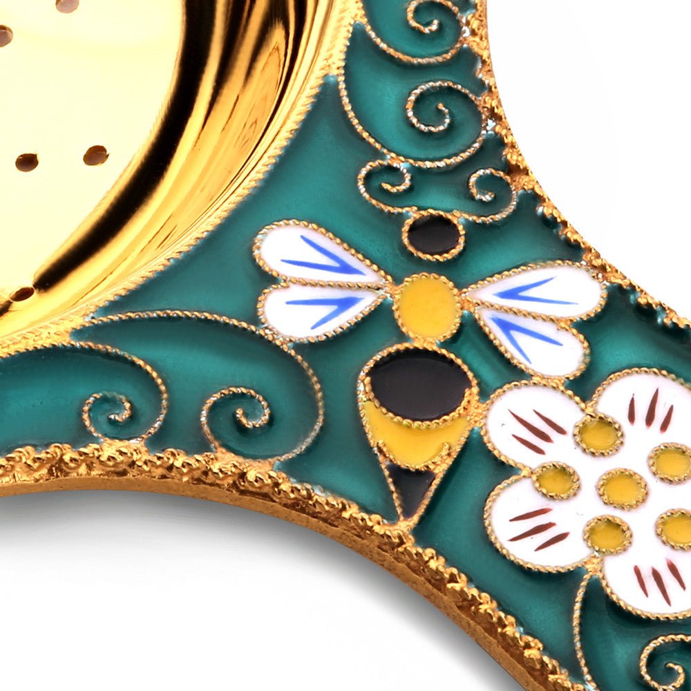 Tea strainer 925 silver enamel & gold plating bee
