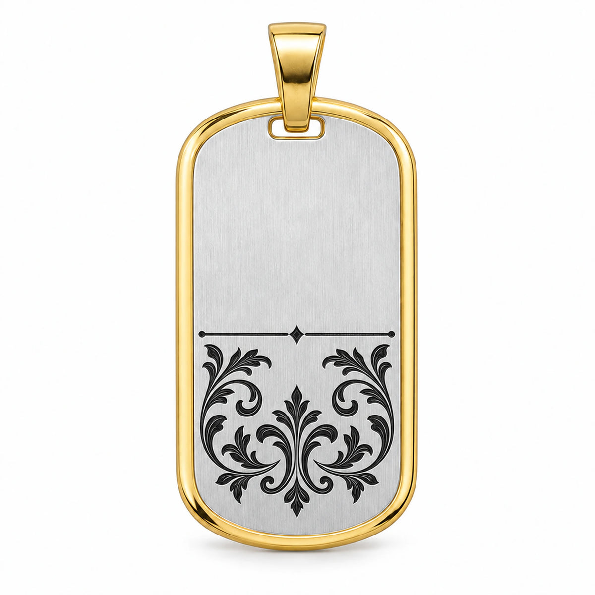 Beispiel: Tessera Silbermarke 925 Silber mit vergoldetem Rahmen, Ornament mit schwarzem Niello in den Linien