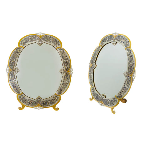 Nielloa – Tischspiegel aus 925 Silber mit Niello - Ornamentik