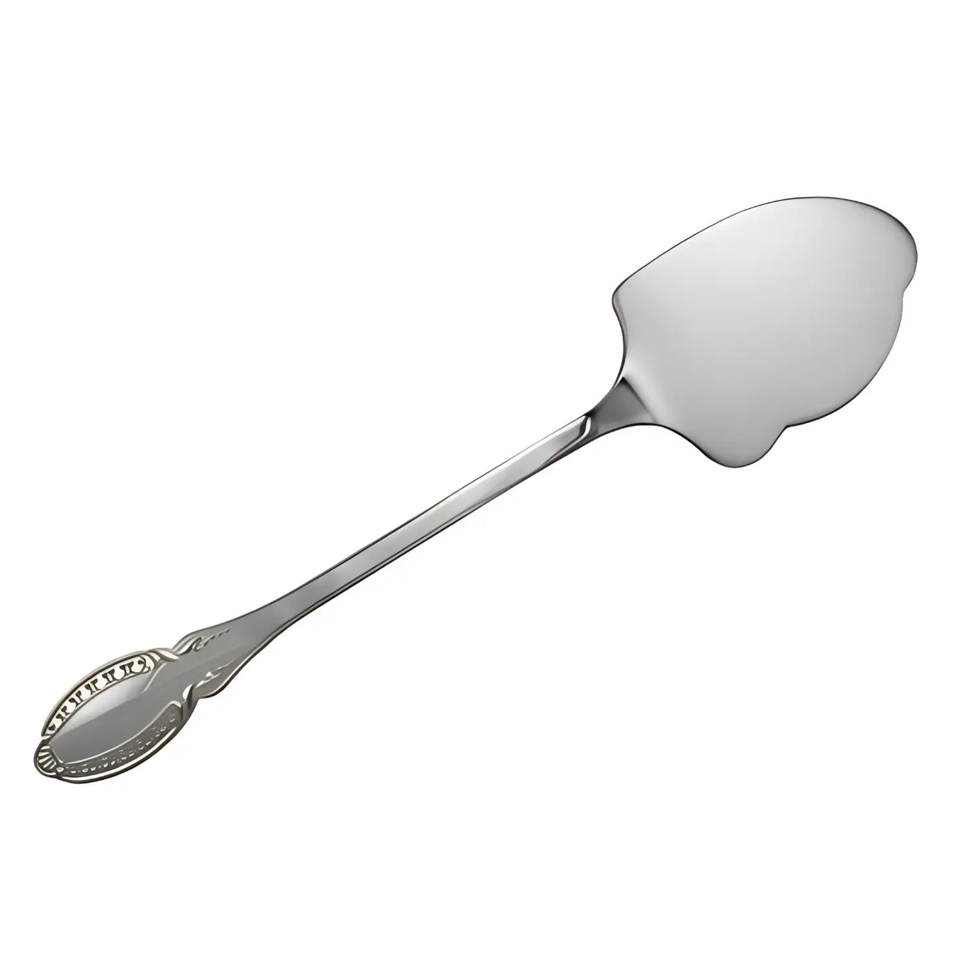 Eleganter Tortenheber aus 925 Sterling Silber mit feiner Reliefgravur am Griff, poliert und glänzend.