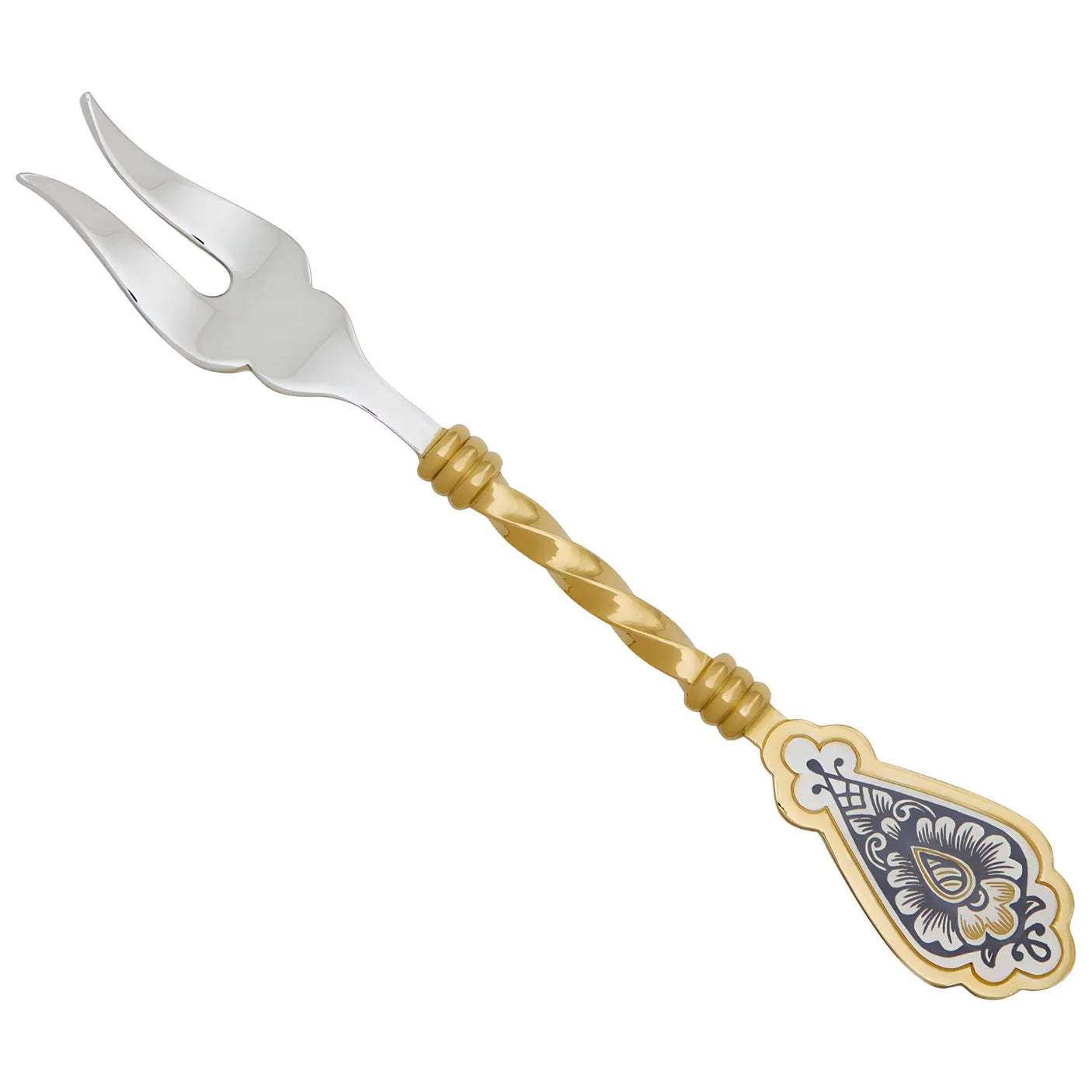 Zitronengabel Zaren Fest – 925 Silber vergoldet & Niello - Design