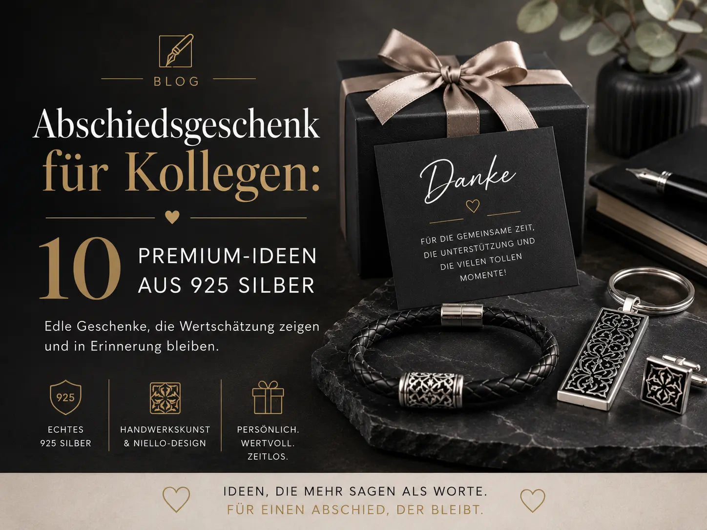Abschiedsgeschenk Kollegen aus 925 Silber und Niello-Silber – Premium Geschenkideen für Jobwechsel, Ruhestand und Firmenabschied
