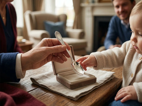 Silberlöffel als Geschenk zum ersten Zahn – russische «Na zubok» Tradition mit Baby und Familie