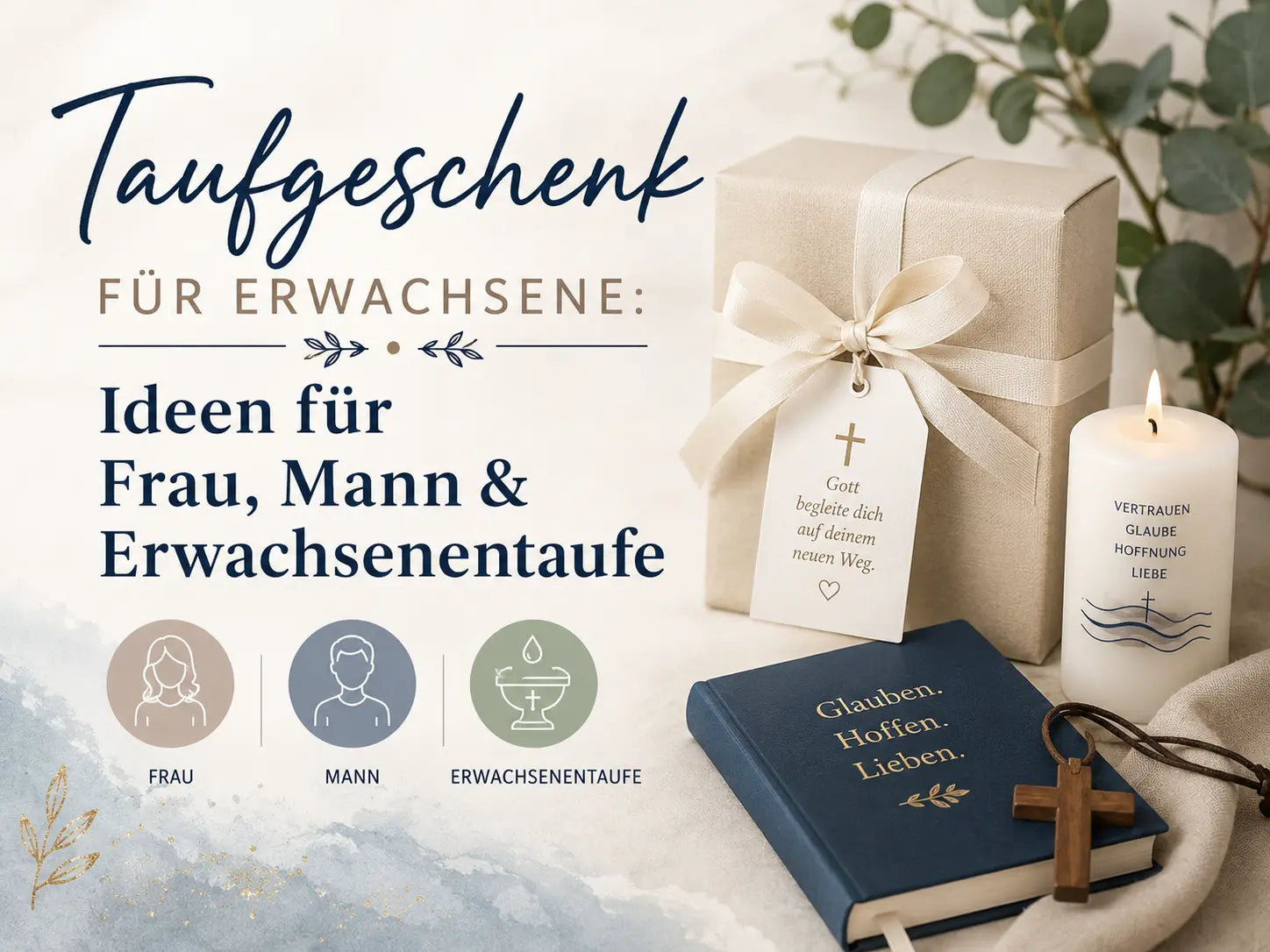 Taufgeschenk für Erwachsene – stilvolle Geschenkideen zur Erwachsenentaufe für Frau und Mann mit religiösem Ambiente und edler Geschenkbox