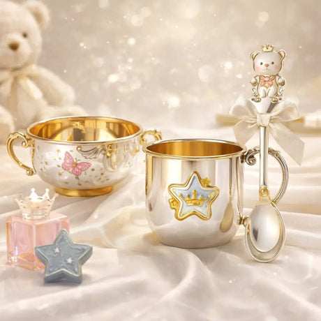 Kindergeschirr aus 925 Silber — mit Gravur & edlen Motiven - Premium Geschenkideen