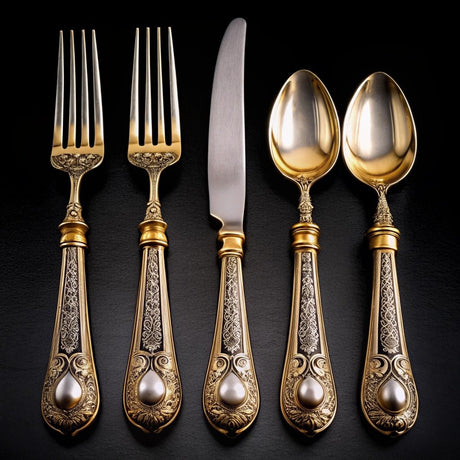 Luxuriöses Silberbesteck Set aus 925 Sterling Silber mit Niello-Verzierung – handgefertigt & hochwertig für Ihre Tafel.