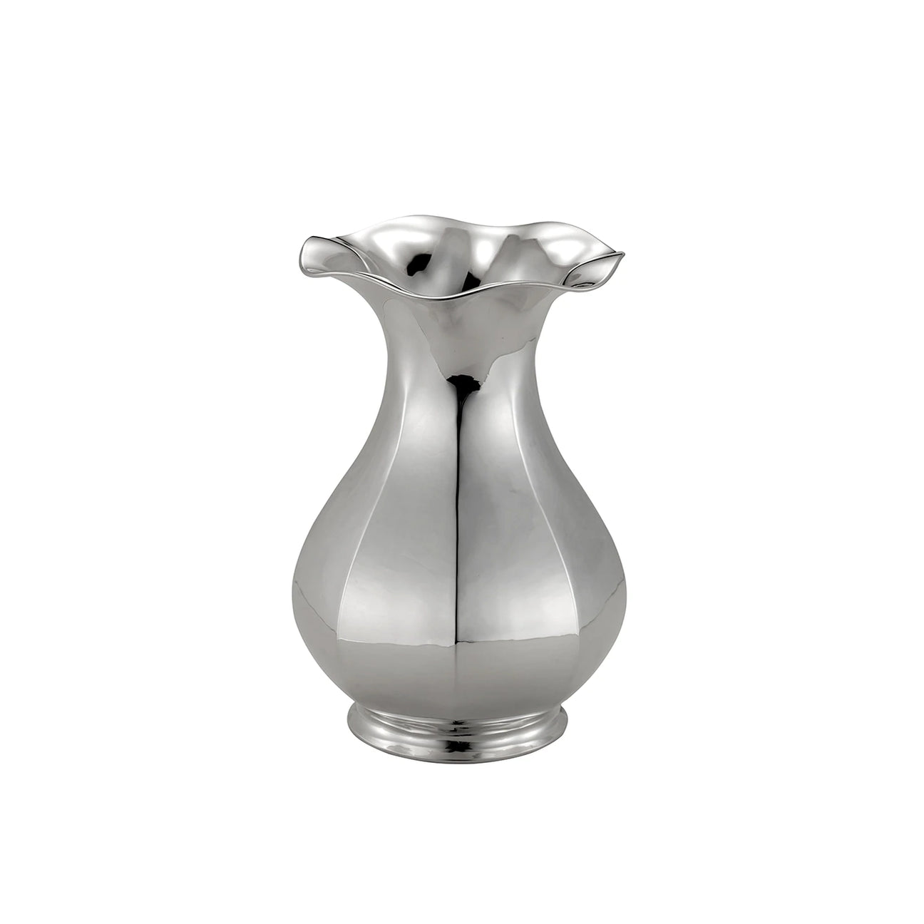 Silbervase 925 Ottagonale von Zaramella — polierte Vase mit gewelltem Rand