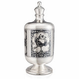 Karaffe 925 Silber Niello mit Auerhahn-Motiv — Krug mit Deckel und Niello-Vogel im Ornamentfeld, für Jäger
