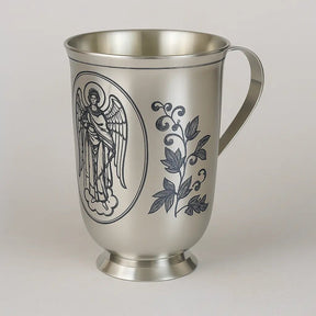 Taufbecher aus 925 Silber Niello - Verzierung Engelmotiv 120 ml