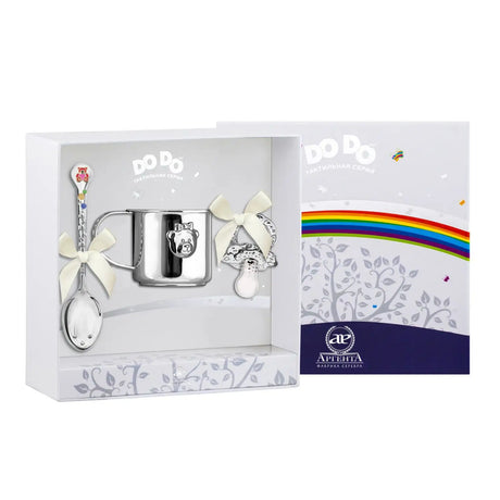 Geschenkset für Babys 925 Silber mit Schnuller Mädchen-Bär lila - Premium Geschenkideen