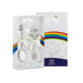 Baby Geschenkset 925 Silber Frosch – Babylöffel & Babyrassel