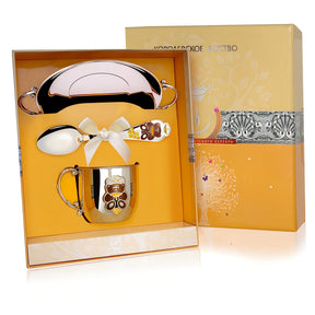 Geschenkbox mit Teddybär Geschenkset aus 925 Silber – Tasse, Löffel, Teller.