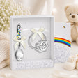 Baby Geschenkset aus 925 Silber mit Pferde-Löffel mit schwarzer Emaille und Pferde-Babyrassel zur Taufe oder Geburt