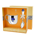 Luxuriöses Baby-Geschenkset aus 925 Silber mit Becher & Löffel im Prinz-Design – perfekte Geschenkidee zur Taufe.