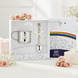 Baby Geschenkset 925 Silber – Kinderbecher & Taktil - Löffel Teddybär Mädchen