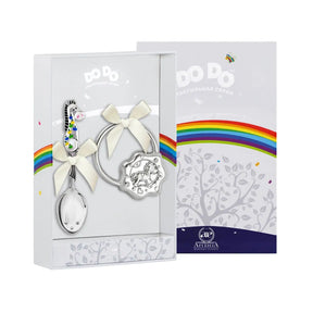 Baby Geschenkset 925 Silber mit Pferdchen-Design & schwarzer Emaille – exklusives Taufgeschenk