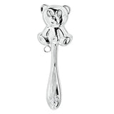 Babyrassel 925 Silber Bär — Stielrassel mit dreidimensionalem Teddybär-Kopf am verzierten Stiel, Detailansicht