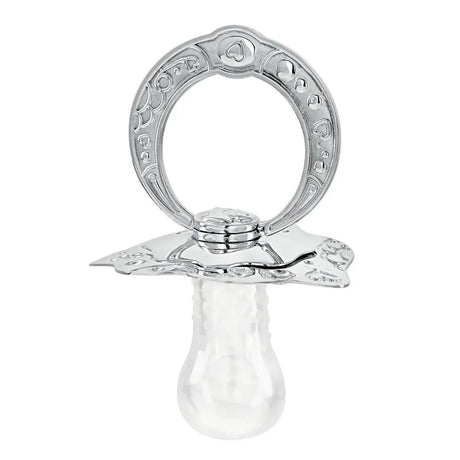 Baby-Schnuller 925 Silber — Souvenir-Schnuller mit verziertem Silber-Ring und Silikon-Sauger, Detailansicht