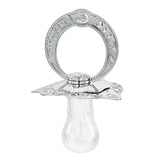 Baby-Schnuller 925 Silber — Souvenir-Schnuller mit verziertem Silber-Ring und Silikon-Sauger, Detailansicht