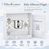 Baby-Silberset Engel aus 925 Silber mit Babyrassel, Becher und Schnuller in Geschenkbox als Infografik