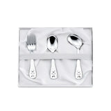 3-teiliges Babybesteck aus 925 Silber mit Teddybär Gravur – Löffel, Gabel, Geschenkset.