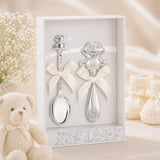 Baby Geschenkset 925 Silber Frosch – Babylöffel & Babyrassel