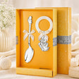 Baby Geschenkset 925 Silber Ente – Babylöffel & Acrylring - Rassel