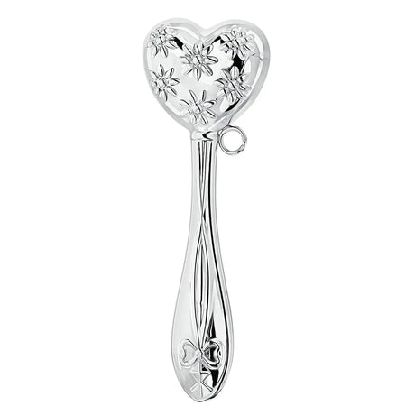 Baby Geschenkset 925 Silber Herz-Design: Babyrassel in Stielform in Geschenkbox perfekt für Taufe und Geburt.